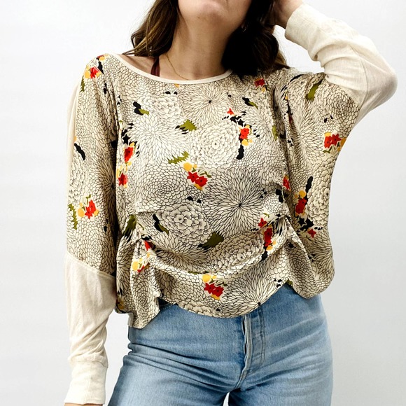 Anthropologie Tops - AnthropologieTiny MP Satin Ruched Floral Blouse